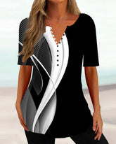 V-ringad T-shirt i färgblock